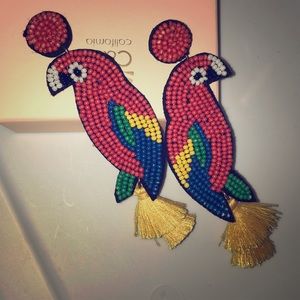 Beaded Parrot Colorful Earrings
